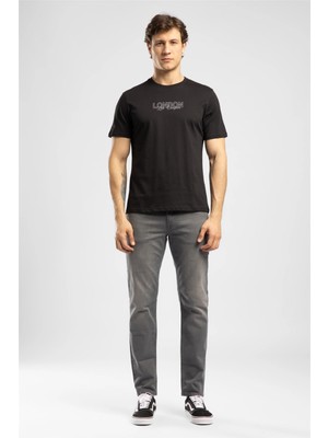 Lee Cooper Jasıel Erkek Regular Fit Baskılı Bisiklet Yaka T-Shirt Siyah