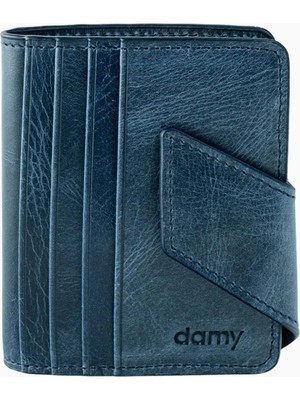 Damy Hakiki Deri Mıknatıslı Erkek Cüzdan 513 - Lacivert