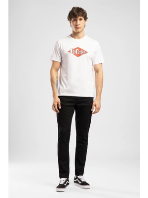 Lee Cooper Logons Erkek Regular Fit Baskılı Bisiklet Yaka T-Shirt Beyaz