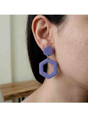 Ödül Moda Polimer Kil Özel Tasarım Mor Küpe