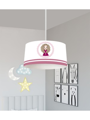 PremiumPort Kıvırcık Saçlı Prenses Kız Temalı Bebek ve Çocuk Odası Avizesi