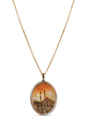 Lial Diamond 0.19 Karat Cami Desenli Pırlanta Kolye, Doğal Pırlanta, Sertifikalı Mücevher