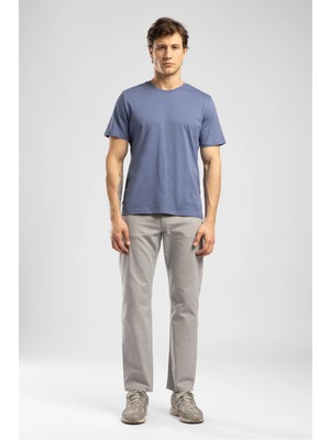 Lee Cooper Baselo Erkek Regular Fit %100 Pamuk Basic Bisiklet Yaka T-Shirt Koyu Mavi