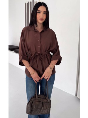 Noa Noa Kadın Kol Katlama Detaylı Kuşaklı Gömlek