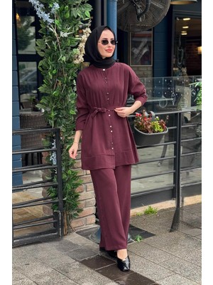 Magazin Tensel Pantolonlu Takım 7532 Mürdüm