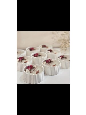 Çağıl Candles Kuru Çiçek Detaylı Seramik Mum | 5 Adet El Yapımı Soya Mum | Söz Hediyelik Dekoratif Hediye