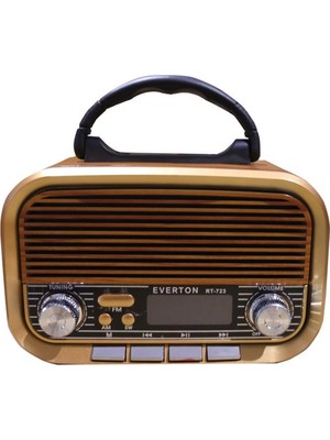Everton RT-723 Dijital Göstergeli Şarjlı Nostaljik Radyo (Am-Fm-Sw Wıth Bt-Usb-Tf )