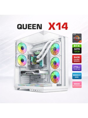 Xaser Queen X14 Ryzen 7 7800X3D 64GB Ddr5 Ram 2tb M.2 Nvme SSD 12GB RTX5070 Sıvı Soğutmalı Oyuncu Bilgisayarı