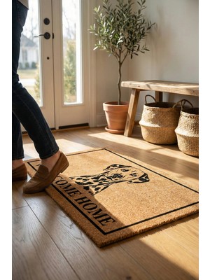 Valerine Life Velür Doku Coco Görünüm Dalmaçyalı Balkon Bahçe Dış Kapı Önü Paspası 45X70CM Kaymaz