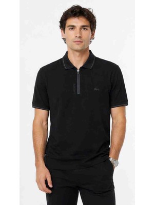 Lacoste Fermuar Yaka Regular Fit Siyah