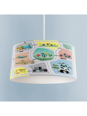 PremiumPort Hayvan, Ağaç ve Yol Temalı Çocuk Odası Avizesi, Eğlenceli ve Şık Tasarım