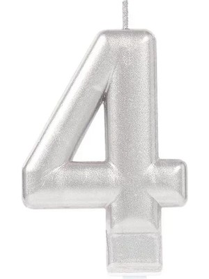 Midas Toptan Home 4 Rakamı Mum Gümüş Renk