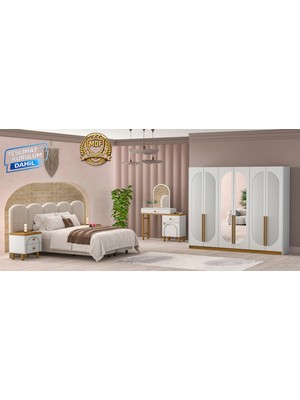 Bohem Yatak Odası Takımı 6 Kapaklı Gardırop 240 cm Kurulum Montaj Dahil
