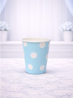 Parti Adresi Karton Bardak 8'Li Mavi Puantiyeli