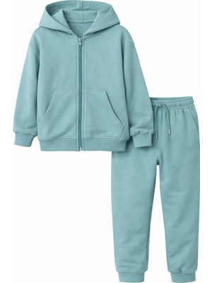 Bubito Çocuk Kapüşonlu %100 Pamuklu 2'li Takım (1-7 Yaş)-Yeşil