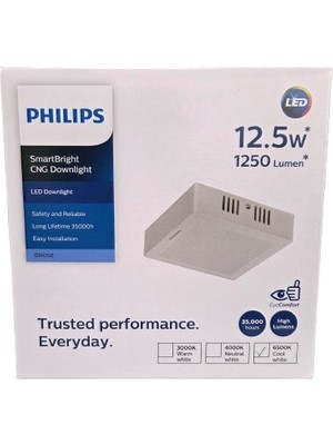 Philips Sıvaüstü Küçük Model Tavan Lamba 12,5W 6500K Beyaz Işık 1250 Lümen 16,5 cm Kare Plastik Gövde