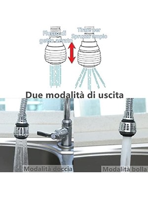 Norhogo Musluk Uzatma Hortumu, Musluk Hortumu, Musluk Perlatörü, 360° Dönebilen Filtre, Musluk, Mutfak ve Banyo Için