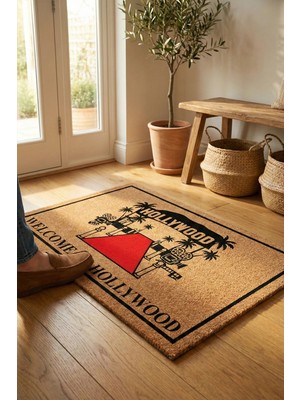 Valerine Life Velür Doku Coco Görünüm Hollywoodlu Balkon Bahçe Dış Kapı Önü Paspası 45X70CM Kaymaz