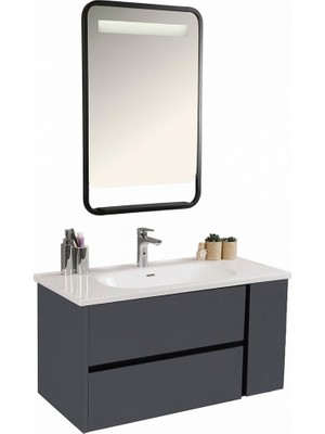 Kobos Linear 100 cm Banyo Dolabı Seti Füme