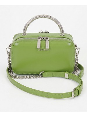 Lale Butik Levidor Premium Çift Göz ve Fermuar Detay Küçük Boy Çanta 930424 Fıstık Yeşil
