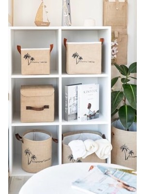 Jüt Dolap Içi Organizer Takı, Makyaj, Banyo, Ofis Düzenleyici Saklama Kutusu 30X30X30 cm