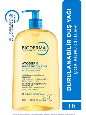 Bioderma Atoderm Shower Oil Kuru Cilt Nemlendirici ve Besleyici Duş Yağı Niasinamid Yetişkin Çocuk 1 Lt