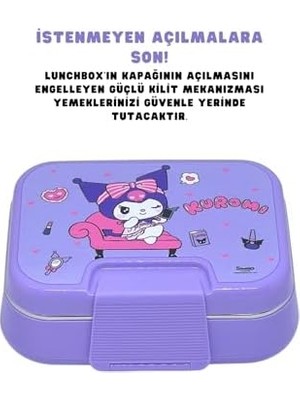 Bento 1030ML Lunchbox Lisanslı Tek Katlı 2 Bölmeli Paslanmaz Çelik Sefer Tası Yemek Kutu (Mor1)