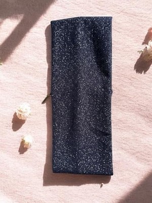 Kalın Saç Bandı, Kalın Simli Elastik Saç Bandı, Soft Elastic Winter Ear Warmer, Gray (Lacivert Sim - Yeşil Sim, 8 Cm)