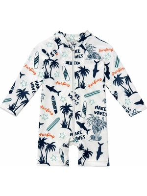 Beniizle Şortlu Desenli Uzun Kollu Erkek Bebek Çocuk Yüzücü Mayosu