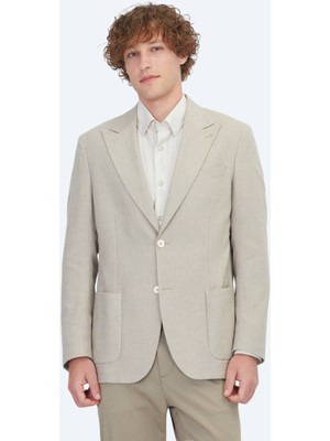 Kip Bej Modern Fit Pamuk Karışımlı Ceket