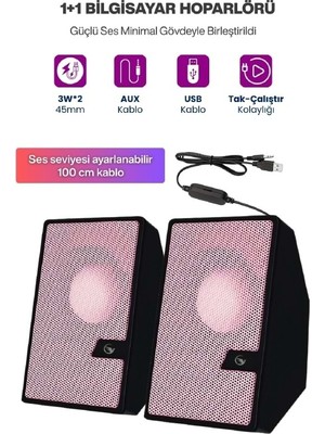 Midcom SR-PN784 3W*2 USB 2.0 + 3.5mm USB 5V Bilgisayar Hoparlör