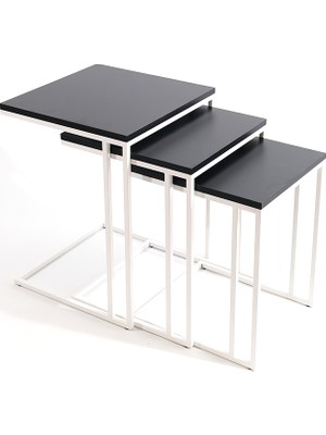 Rafiste Siyah 3'lü Zigon Sehpa