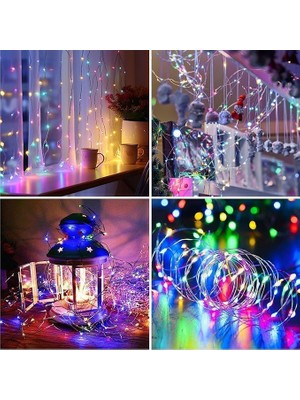 10 Metre Renkli 50LED Işıklar Işıkları 8 Mod Rgb Işıkları USB Çok Renkli Işık Dize Işıkları Tel Fonksiyonlu Süsleme Ince Telli Aydınlatmalı Şerit LED Yılbaşı Işık Yılbaşı Süsü