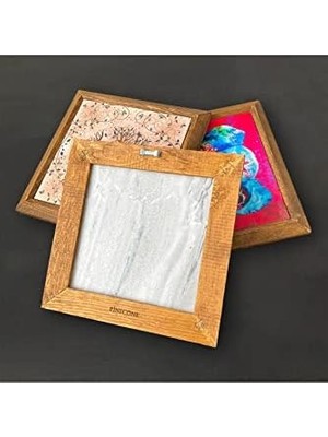 Nar Ağacı Taş Duvar Tablosu Ahşap Çerçeveli Duvar Dekoru Art 25X25CM W1-03