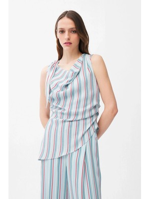 adL Çizgili Bağlamalı Bluz C.mavi 11546495000