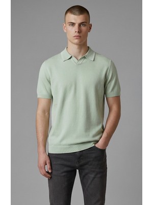 Erkek Coonless Yakalı Yeşil Triko Tshirt