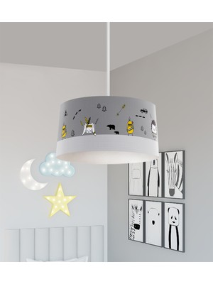 PremiumPort Yol ve Küçük Figür Desenli Bebek ve Çocuk Odası Avizesi