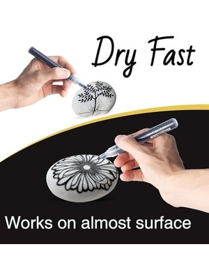 Diş Fırçası Tutucuları, 6'lı Paket Siyah Beyaz Akrilik Kalemler, Taş, Ahşap, Metal, Seramik, Cam ve Kağıt Üzerine Yazı Yazmak Için Kalıcı Işaretleme Kalemleri