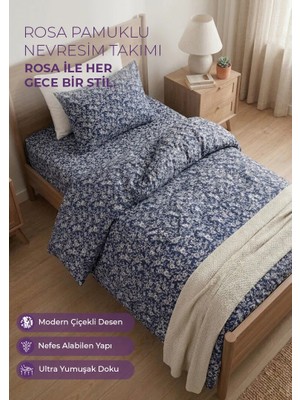 Days In Colours Desenli Pamuklu Nevresim Takımı - Tek Kişilik - Rosa Serisi