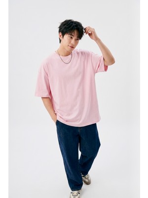 Hoxie Unisex Pembe Oversize Tişört - Minimal Tokyo Tipografi Baskılı