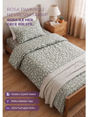 Days In Colours Desenli Pamuklu Nevresim Takımı - Tek Kişilik - Rosa Serisi