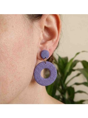 Ödül Moda Polimer Kil Özel Tasarım Mor Dokul Küpe