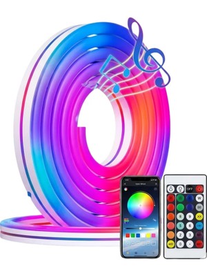 TeknoKapsül Rgb Akıllı LED Neon Şerit Işık 3 Metre Uzaktan Kumandalı Telefon Kontrollü Renkli Aydınlatma