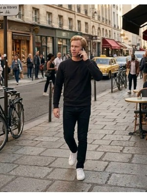 Urumday Genel Erkek Yuvarlak Yaka Basic Waffle Kazak