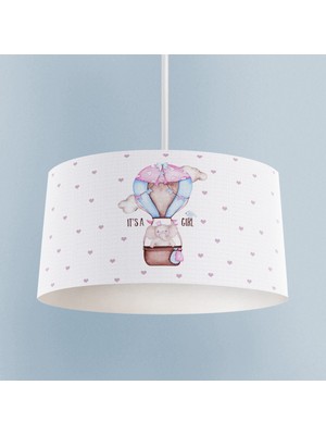 PremiumPort Pembe Uçan Balon Desenli Bebek ve Çocuk Odası Avizesi