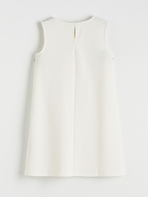 Lcw Beyaz Bisiklet Yaka Fiyonk Detaylı Kız Çocuk Elbise