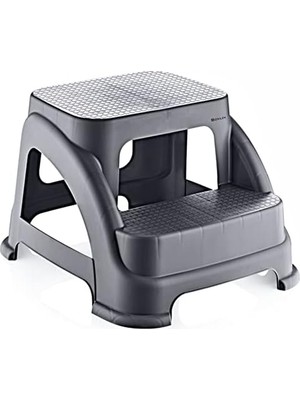 Iki Basamaklı Kaymaz Tabure - 120 kg Taşıma Kapasiteli - Basamaklı Tabure - Sert Plastik