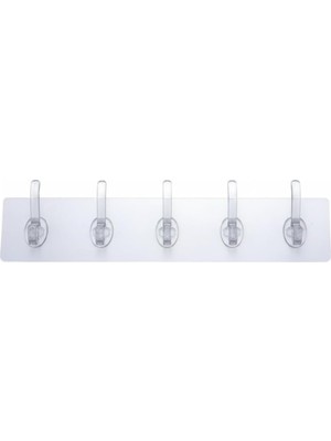 Şeffaf Yapışkanlı Askı Seti 35 cm | Güçlü Su Geçirmez Kanca | Deliksiz Duvara Monte Banyo Mutfak Düzenleyici | Havlu Bornoz Askısı