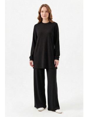 Lale Butik Örme Modal Pantolonlu Takım 19005 Siyah