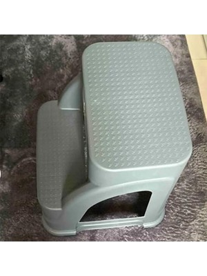 Iki Basamaklı Kaymaz Büyük Boy Tabure - 120 kg Taşıma Kapasiteli - Basamaklı Tabure - Sert Plastik